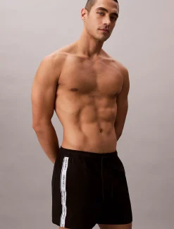 Korte zwemshort met trekkoord - Logo Tape