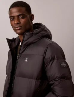 Lang pufferjack met capuchon