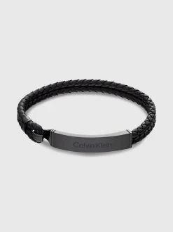 Leren armband met gesp met metalen logo