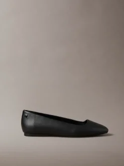 Leren ballerina's met vierkante neus