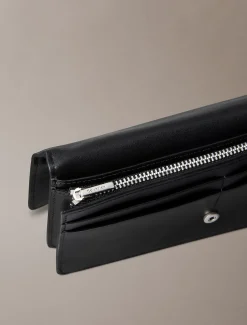 Leren bifold portemonnee met monogramlogo-embleem