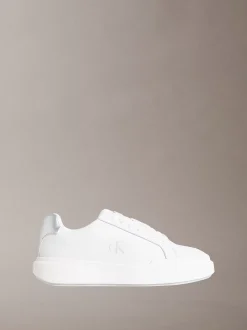 Leren chunky sneakers met zilveren tab