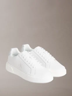 Leren chunky sneakers met zilveren tab
