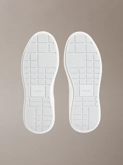 Leren chunky sneakers met zilveren tab
