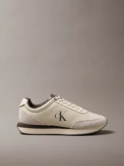 Leren hardloopsneakers met signature logo