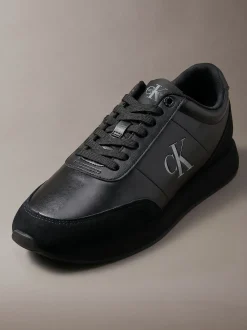 Leren hardloopsneakers met signature logo