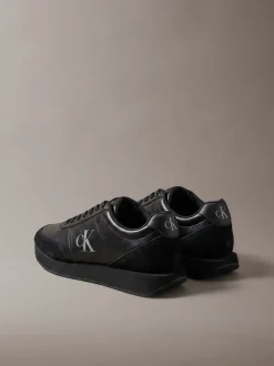Leren hardloopsneakers met signature logo