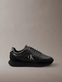 Leren hardloopsneakers met signature logo