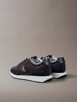 Leren hardloopsneakers met signature logo