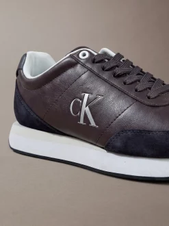 Leren hardloopsneakers met signature logo