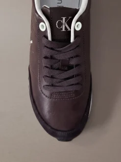 Leren hardloopsneakers met signature logo