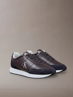Leren hardloopsneakers met signature logo