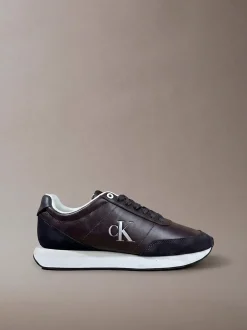 Leren hardloopsneakers met signature logo
