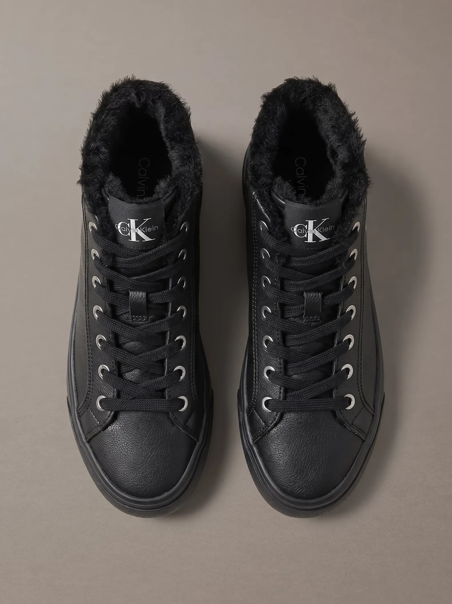 Leren high-top plateausneakers