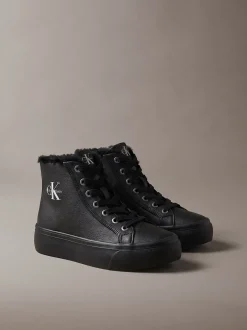 Leren high-top plateausneakers