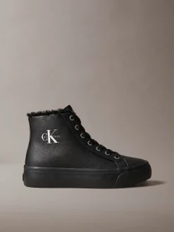 Leren high-top plateausneakers