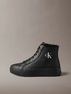 Leren high-top plateausneakers