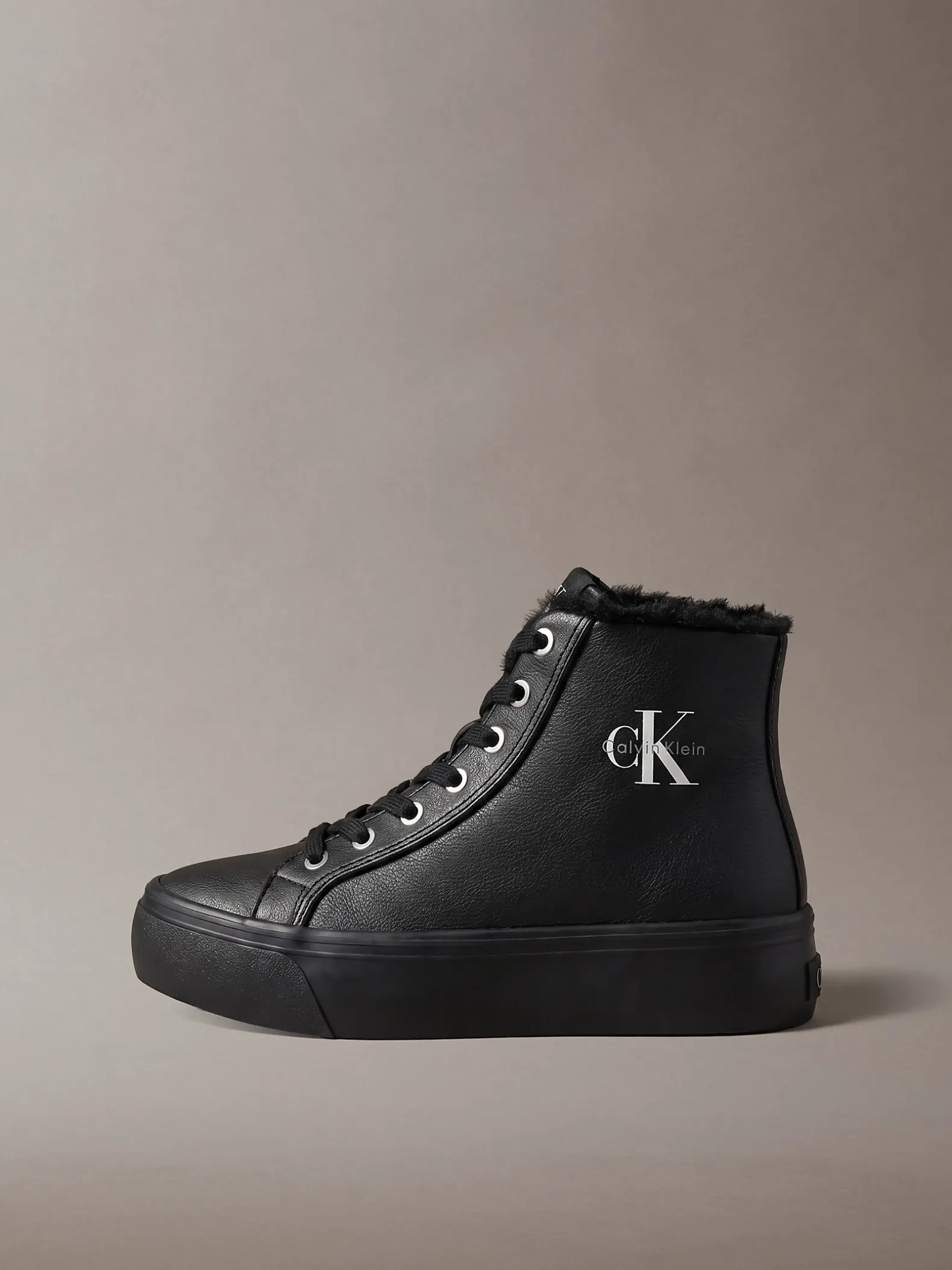 Leren high-top plateausneakers
