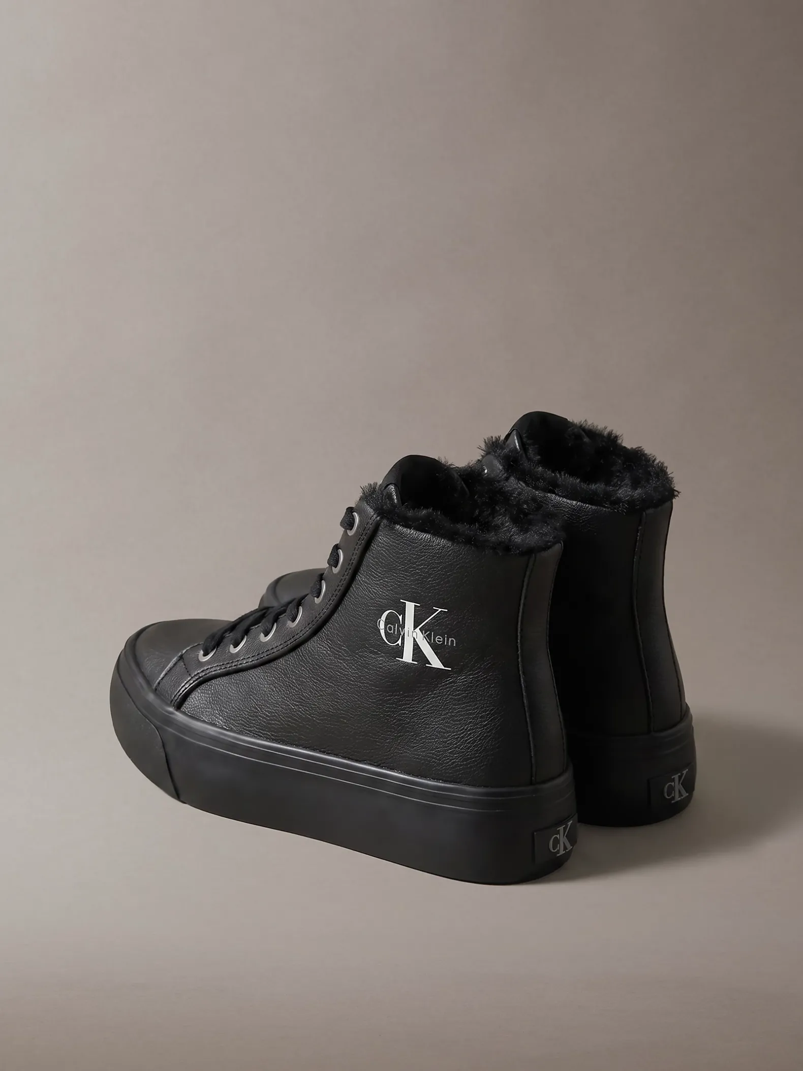 Leren high-top plateausneakers