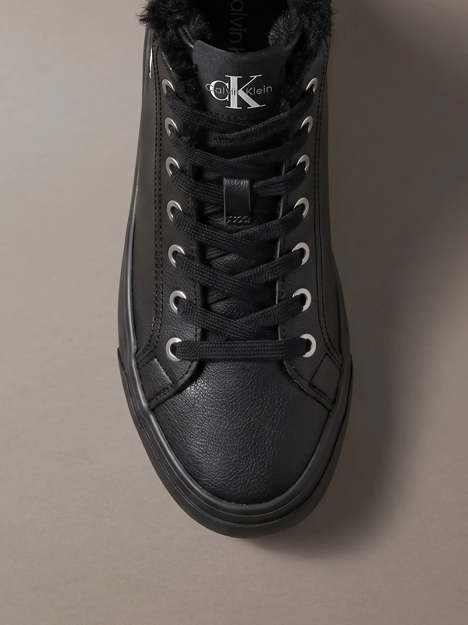 Leren high-top plateausneakers