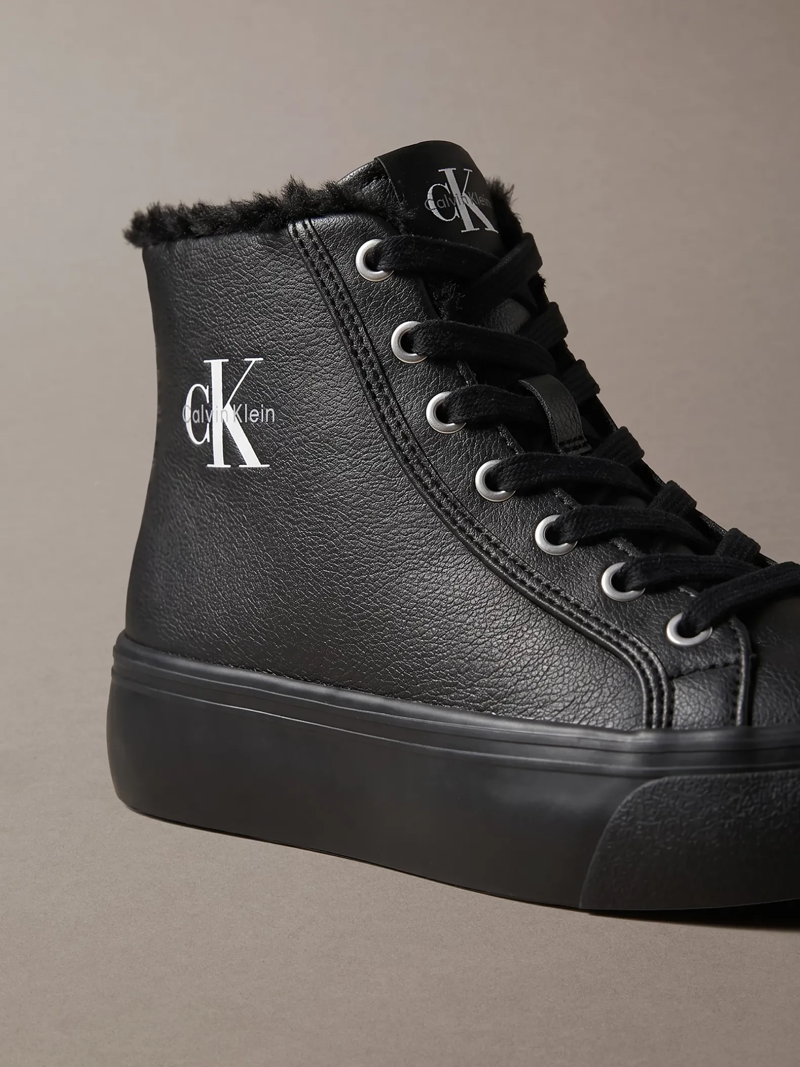 Leren high-top plateausneakers