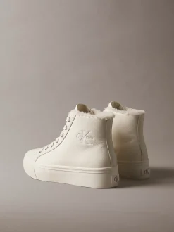 Leren high-top plateausneakers
