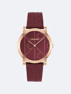 Leren horlogeband met all-over monogram