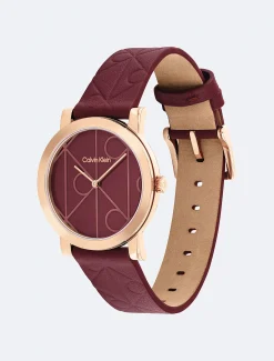 Leren horlogeband met all-over monogram