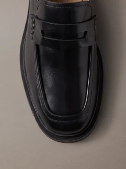 Leren penny loafers