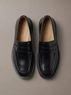 Leren penny loafers
