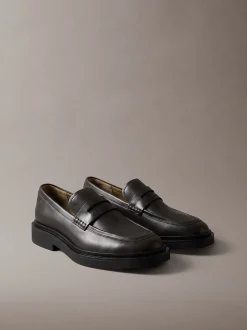 Leren penny loafers