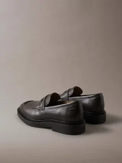 Leren penny loafers
