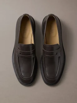 Leren penny loafers