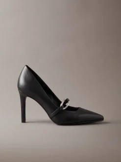Leren pumps met stilettohak en bandje