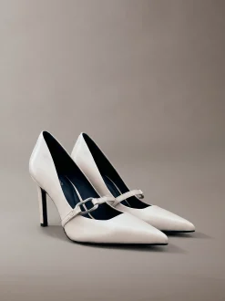 Leren pumps met stilettohak en bandje