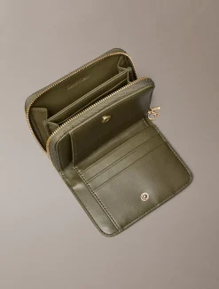 Leren RFID-portemonnee met monogram en bedel