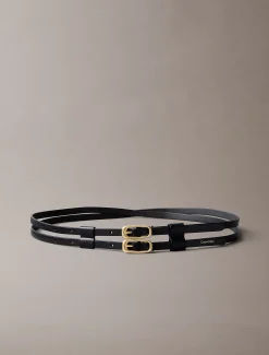 Leren riem met dubbele gesp