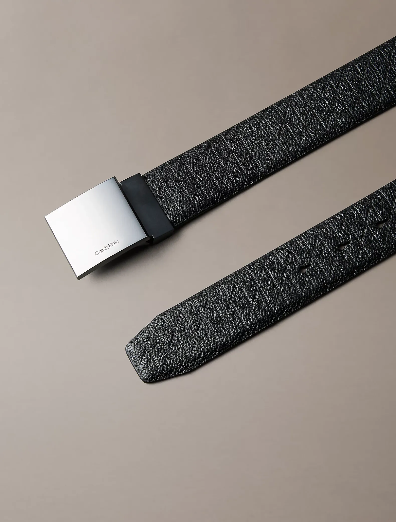 Leren riem met plaatgesp en embleemlogo