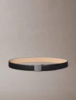 Leren riem met plaatgesp en embleemlogo
