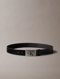 Leren riem met plaatgesp en monogram
