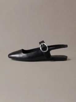 Leren slingback ballerina's