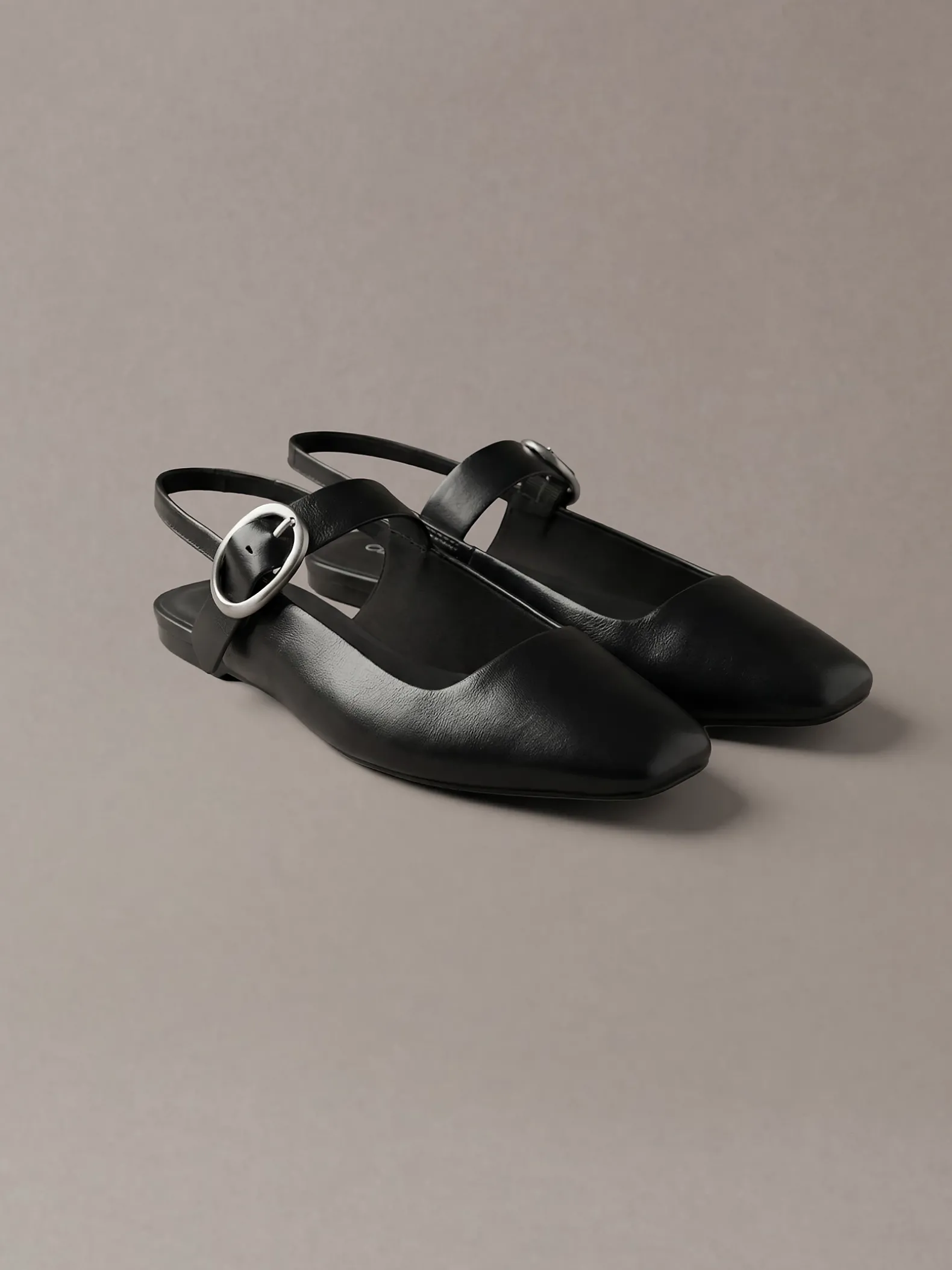 Leren slingback ballerina's
