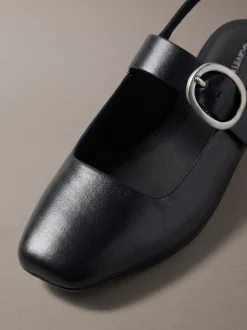 Leren slingback ballerina's
