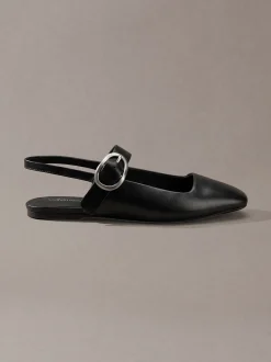 Leren slingback ballerina's