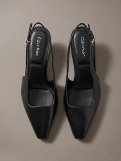 Leren slingback met kitten heel