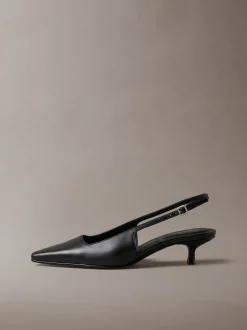 Leren slingback met kitten heel