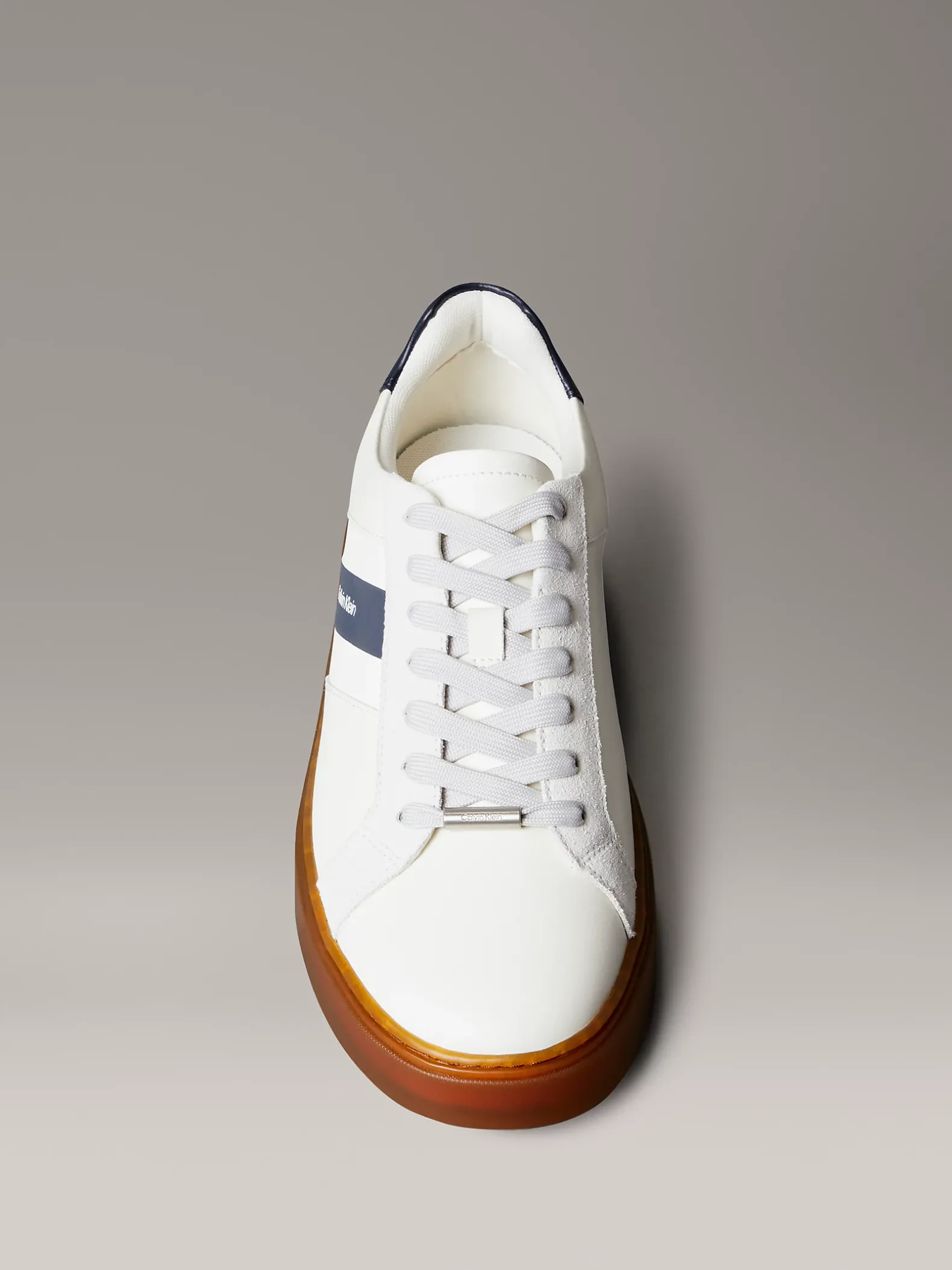 Leren sneakers met logo tape
