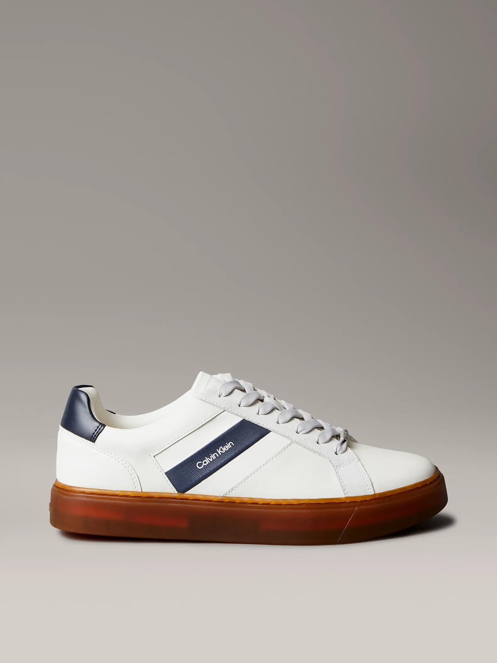 Leren sneakers met logo tape