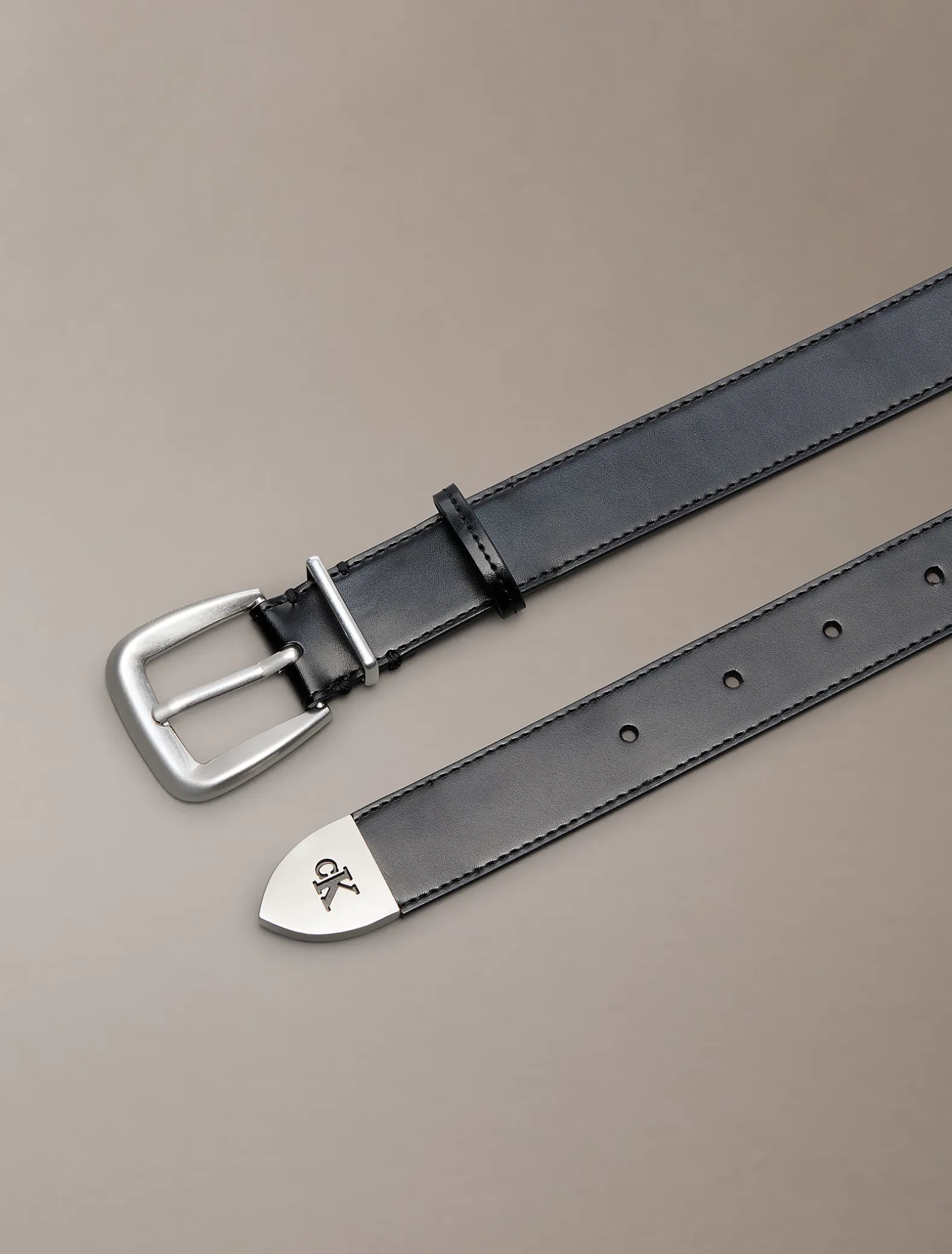 Leren tapered hardware riem