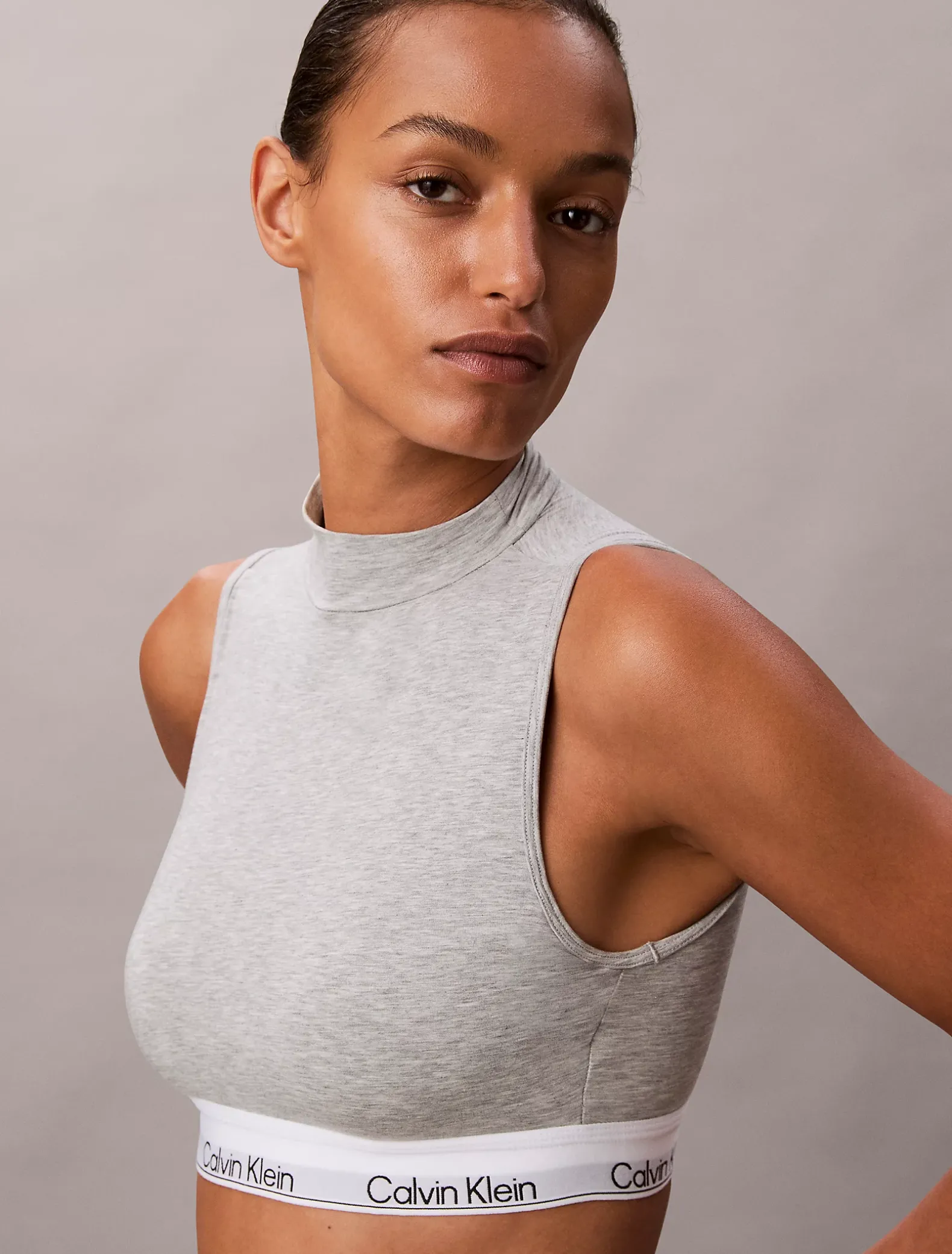 Licht gevoerde bralette met hoge hals - Icon Cotton Modal